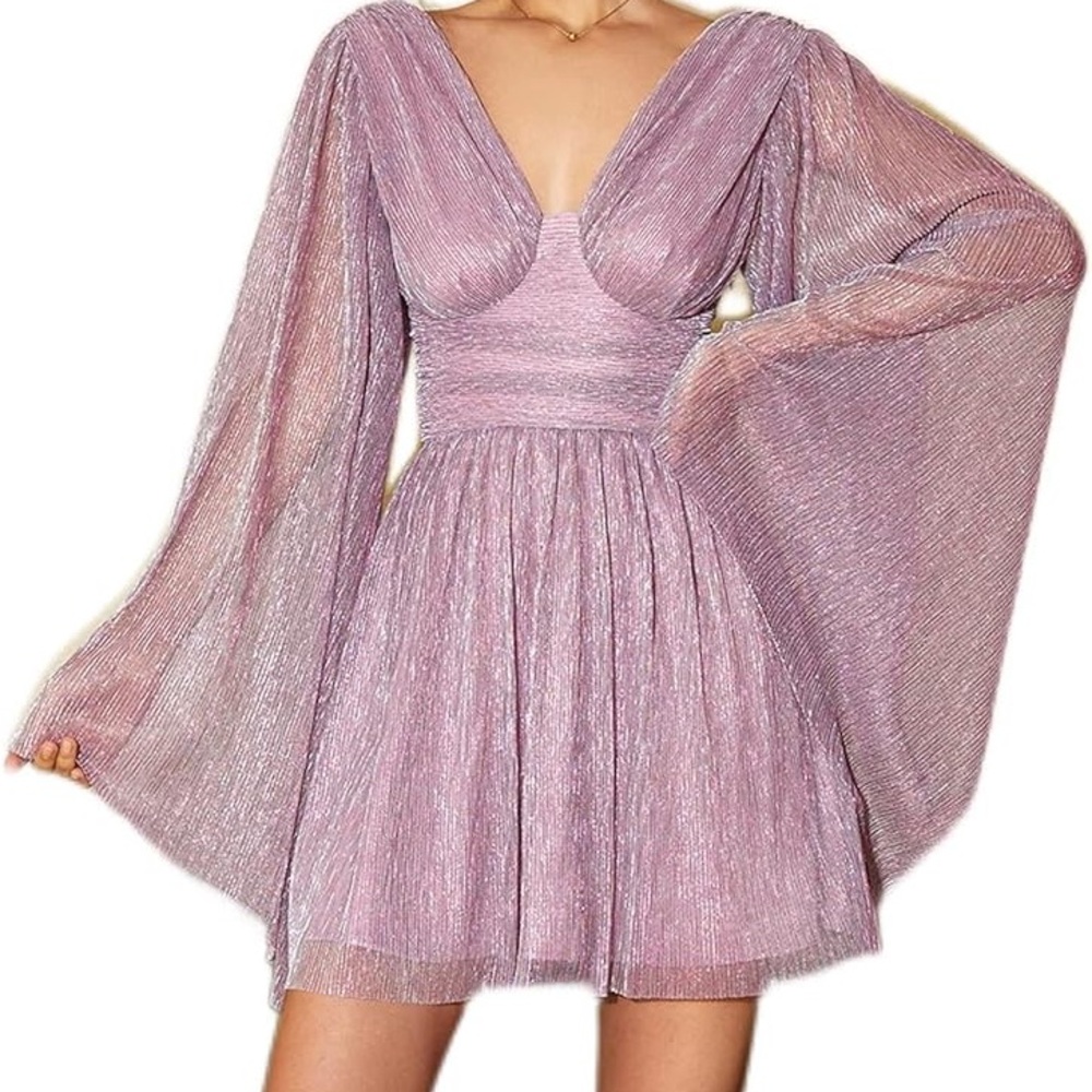 PURPLE METALLIC SPARKLY DRESS